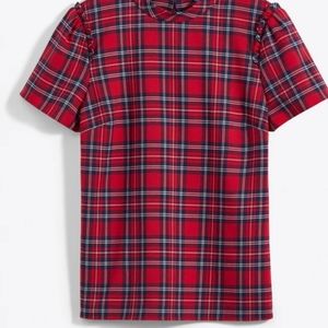 Draper James Plaid Angie Check Bow Back Top NWT